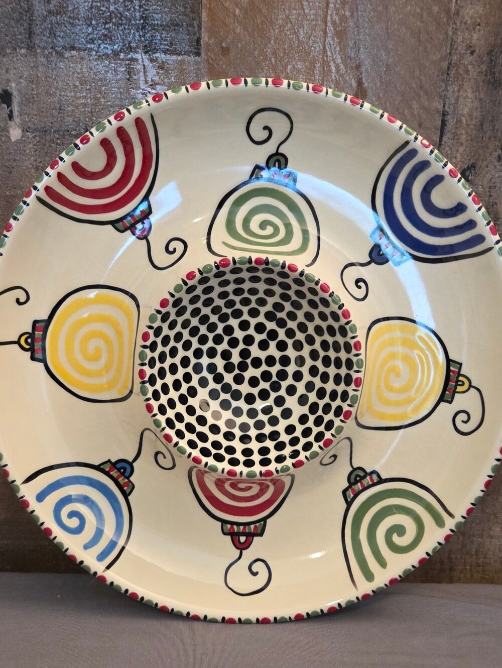 M. Bagwell Simply Christmas by Caffco Chip/Dip Platter Polka Dots & Ornaments